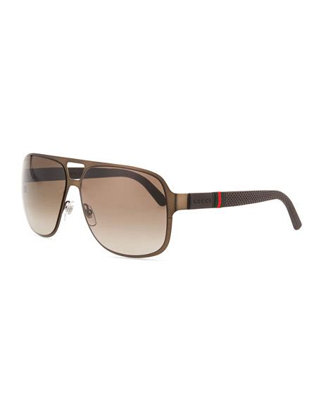 gucci brushed metal aviator sunglasses brown|gucci unisex aviator sunglasses.